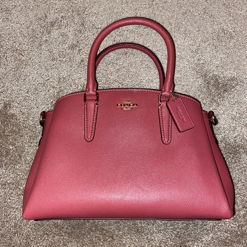 Coach Pink Pebbled Leather Satchel Bag